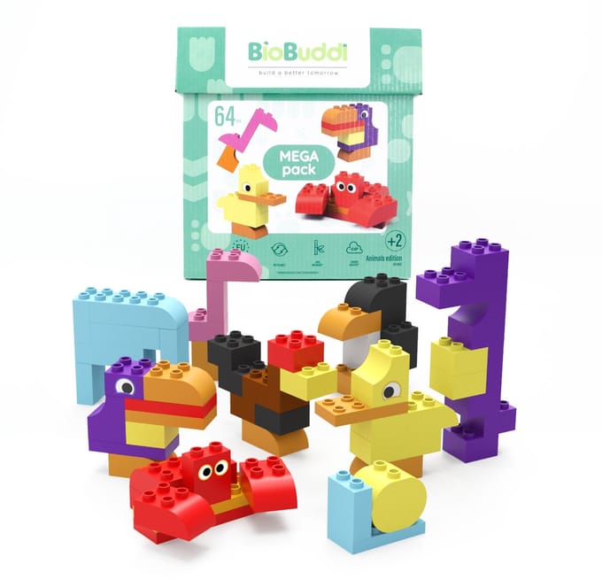 BioBuddi - Megapack Dieren bouwblokken (64 blokken)
