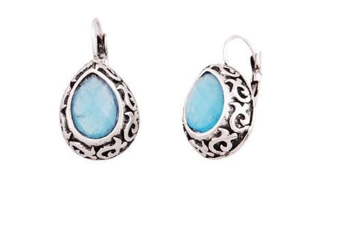 Behave Oorstekers vintage design met blauwe steen