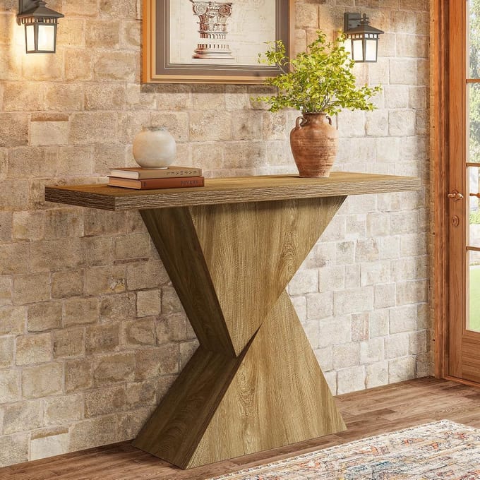Tribesigns Consoletafel - Dressoirtafel - Industrieel - Bijzettafel - MDF - Bruin - 105 x 30 x 80 cm