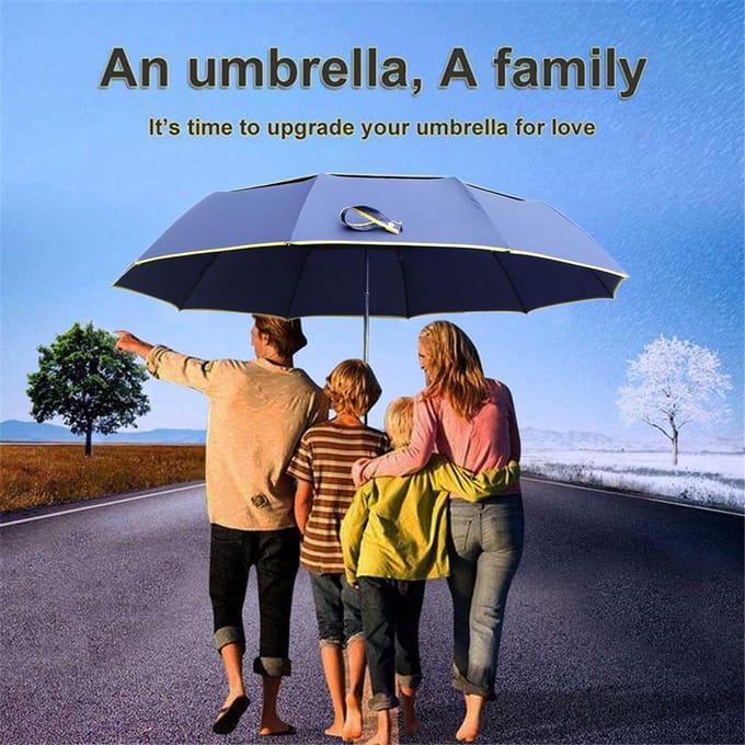 Parapluie Extra Grand Surdimensionné Compact Grand Double Toile Ventilé Coupe-vent Imperméable Parapluies Canne brown