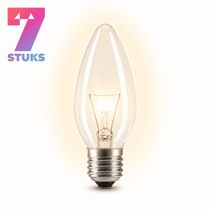 7x Kaarslamp Gloeilamp E27 - 25W - Warm Wit Licht (2700K) - 180 lm - 1 jaar - Dimbaar