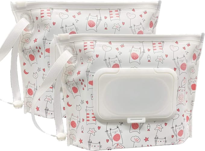 Draagbare natte doekjescontainer voor baby's - Herbruikbare en navulbare dispenser (17 x 14 cm)
