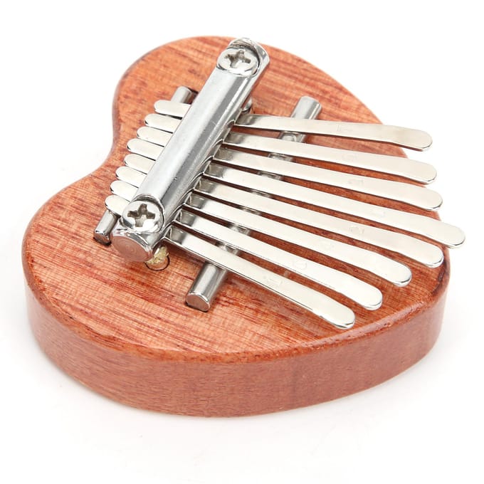 Hartvormige Duimpiano Draagbaar Helder 8 Toetsen Mahonie Hout Toetsinstrument voor Beginners brown