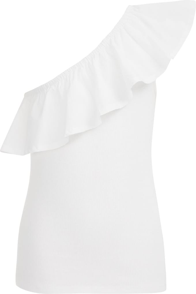 WE Fashion Meisjes one-shoulder top met ribstructuur