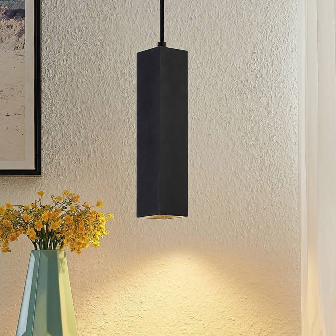 PRIOS - hanglamp - 1licht - IJzer, aluminium - H: 25 cm - GU10 - zandzwart