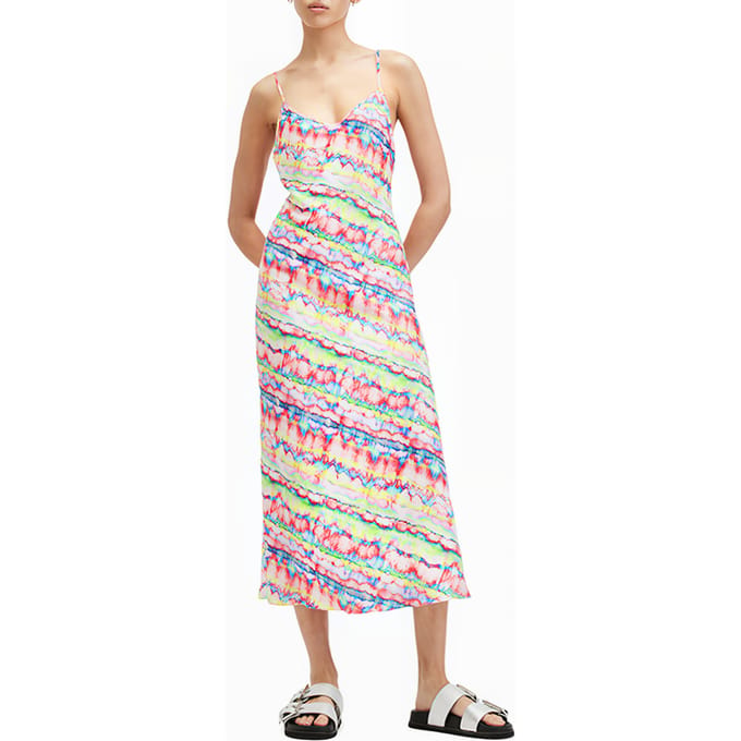 AllSaints Bryony Melissa Dress Rainbow Multi Taglia: 2 | Abiti Midi Outlet | Donna