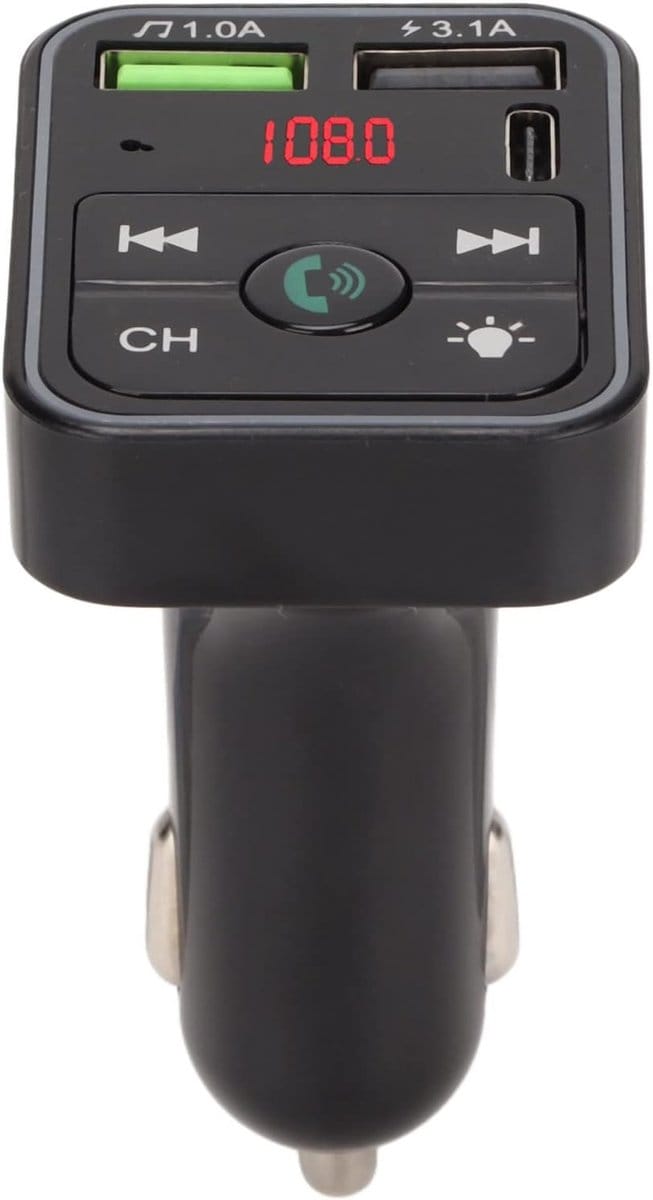 Bluetooth FM-zender - Auto FM-zender Adapter - Muziek Streamen Auto - Bluetooth 5.0 - 14 x 7 x 4 cm