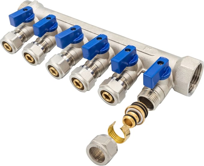 Belrad Verdeler Met Bolkraan MV-1" 6x16 - Blauw