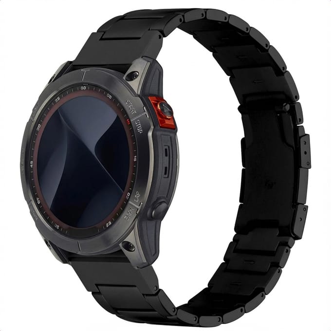 Mat Titanium bandje - Geschikt voor - Garmin 26 mm aansluiting - Zwart