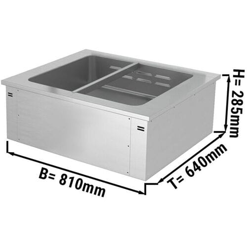 GGM Gastro Inbouw bain-marie (drop-in) - 800mm - 1,46 kW - 2x GN 1/1