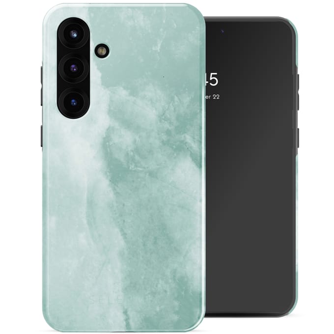 Selencia Hoesje - Geschikt voor Samsung Galaxy S25 Plus - Backcover - Marble Grayed Jade