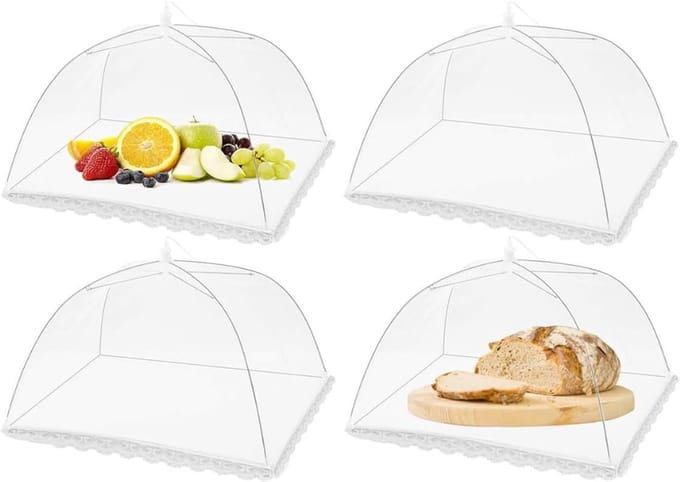 VLSelect® Fruitschaal met vliegenkap - Fruitmand - Fruitbowl - Set Van 4