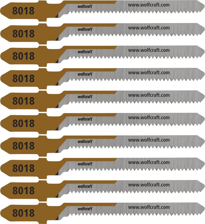 wolfcraft - Triplex decoupeerzaagbladen - 10 stuks - 20mm - Zuivere bochtsnede - T-schacht - 8018100