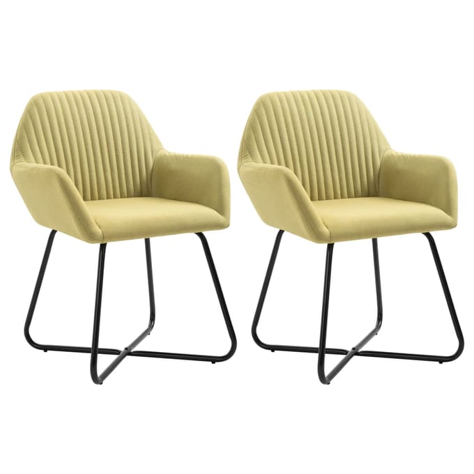 vidaXL - Eetkamerstoelen - 2 - st - stof - groen