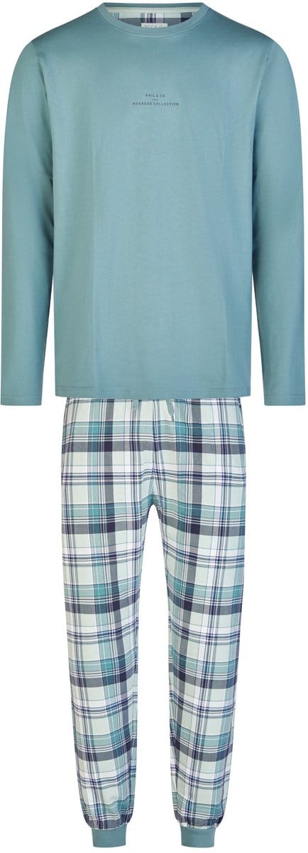 Phil & Co Heren Pyjama Set Lang Geruit Groen - Maat XXL
