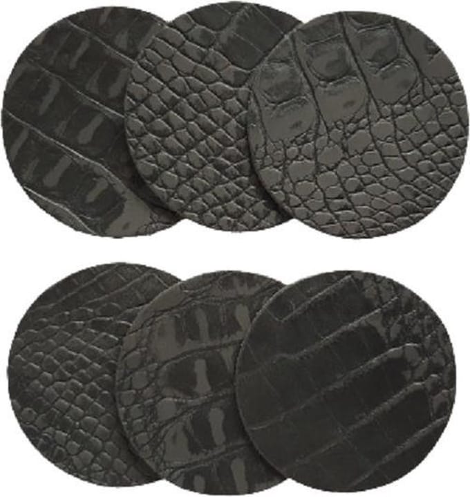 Leren onderzetters donker grijs met croco structuur set van 6 stuks - De Riemenspecialist