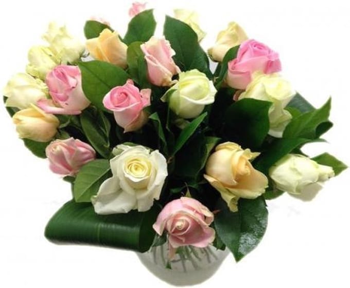 Huwelijk boeket 20 pastel mix rozen