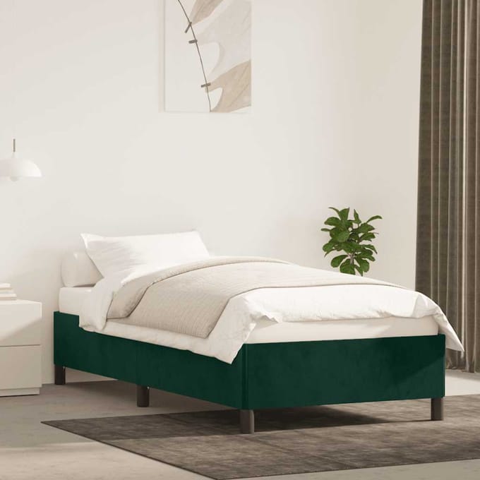 vidaXL - Bedframe - zonder - matras - 100x200 - cm - fluweel - donkergroen