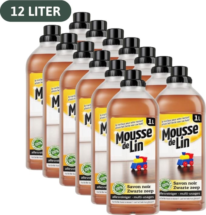 Mousse de Lin Zwarte zeep - 12 x 1L