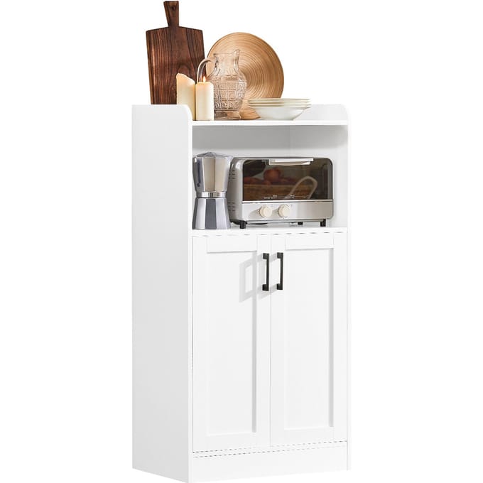 SoBuy Keukenkast – Met Deuren & Open Compartiment – max. 60 kg – 60 x 40 x 120 cm – Wit