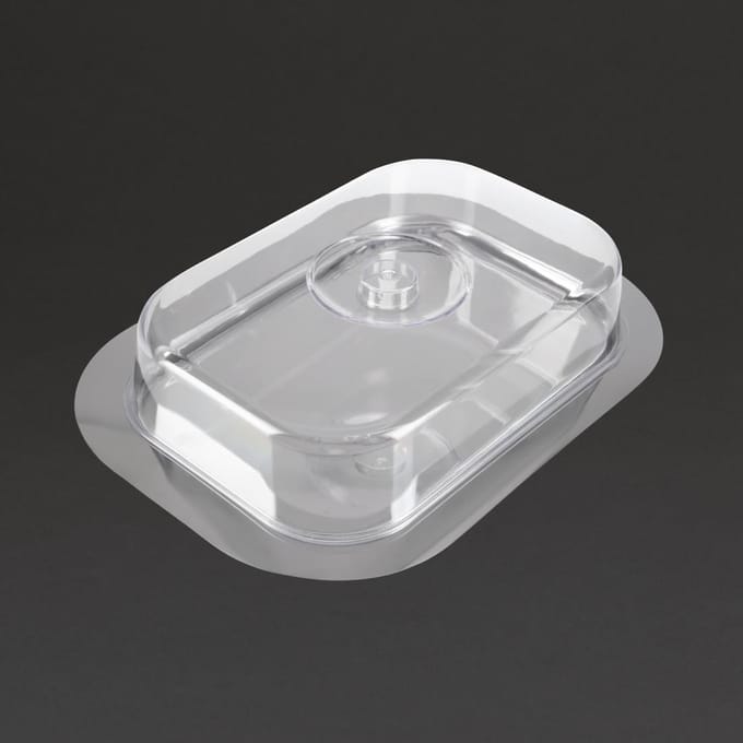 Serveerplateau "finesse", rvs, met deksel, 42x31 cm