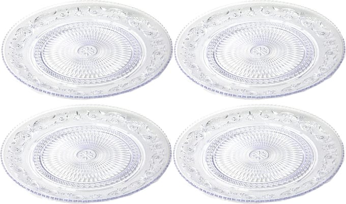 Plasticforte Onbreekbare Dinerborden - 4x - kunststof - kristal stijl - transparant - D25 cm