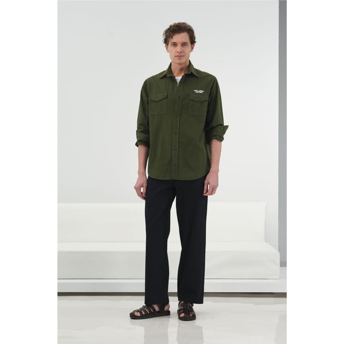 Geborduurd Tekstprint Lange Mouwen Shirt