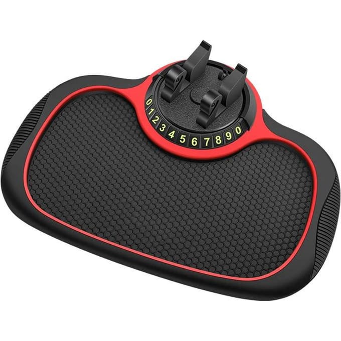 3 in 1 multifunctionele auto antislipmat autotelefoonhouder autokentekenplaathouder antislip dashboard telefoonhouder black