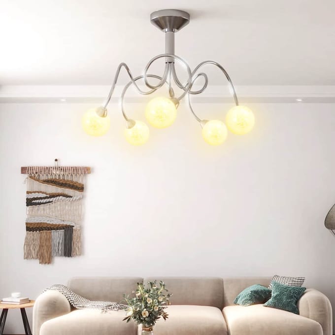 vidaXL Plafondlamp met glasbollen rond 5xG9