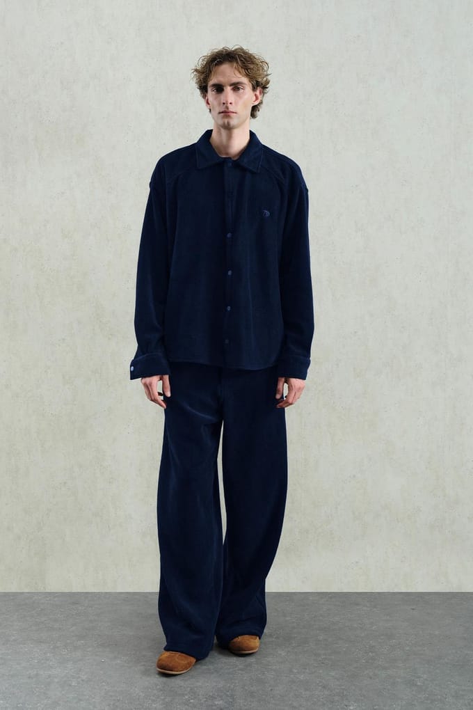Oversized Pluche Shirt met Drukknoopsluiting