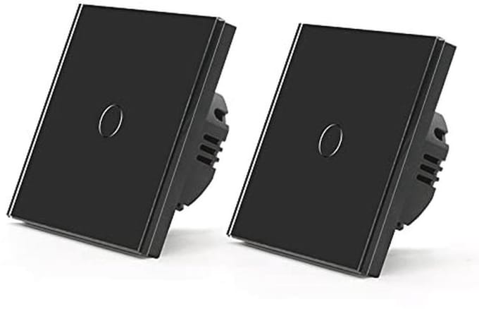 Touch lichtschakelaar 2-voudig met glasplaat, 1-weg wandlampschakelaar, 110V-240V - 86mm