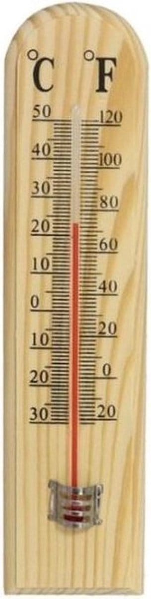 Binnen/buiten thermometer - hout - 20 x 5 cm - Binnen/buitenthermometers
