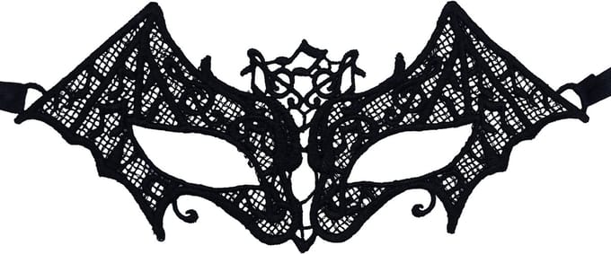 Miresa Verkleedmasker vleermuis - Zwart kant - MM069