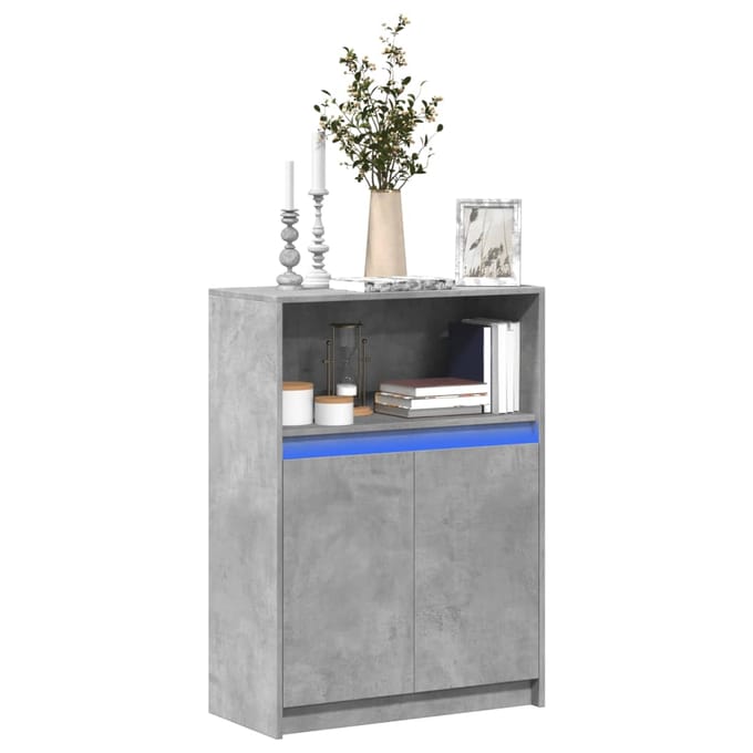 vidaXL - Dressoir - met - LED - 72x34x100 - cm - bewerkt - hout - betongrijs