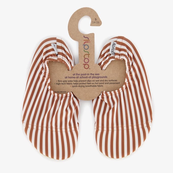 Slipstop antislip waterschoen Cognac Stripe - Maat L 30-32