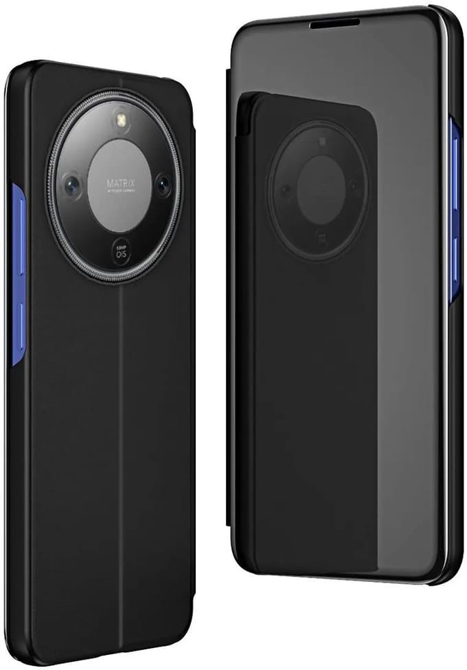 Hoesje geschikt voor HONOR Magic8 Lite - Phonesta Smart View Mirror Book Case - Zwart