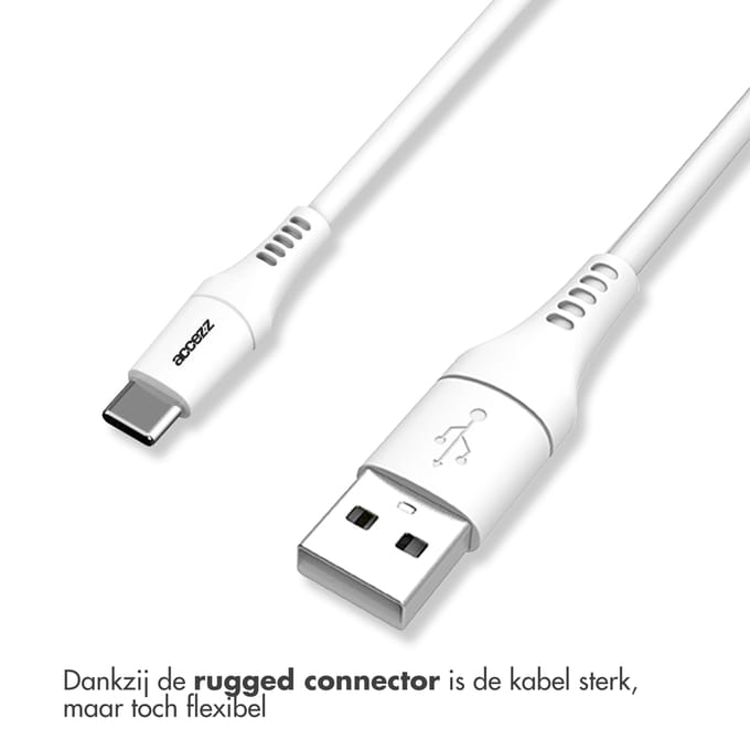 Accezz Kabel - USB C naar USB A Kabel - 1 meter - USB C Oplader Kabel - Wit