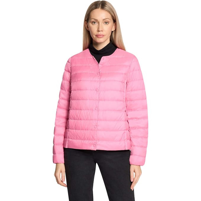 Licht donsjack met drukknopen - roze - Gr. 40 van Goldner Fashion