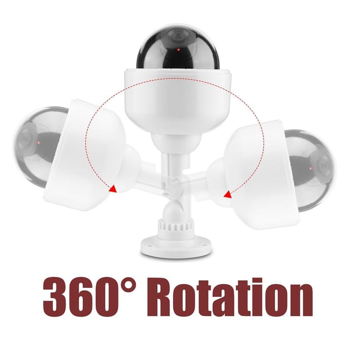 Caméra de sécurité factice Forme dôme Caméra de sécurité factice clignotante Rotation à 360 degrés Caméra