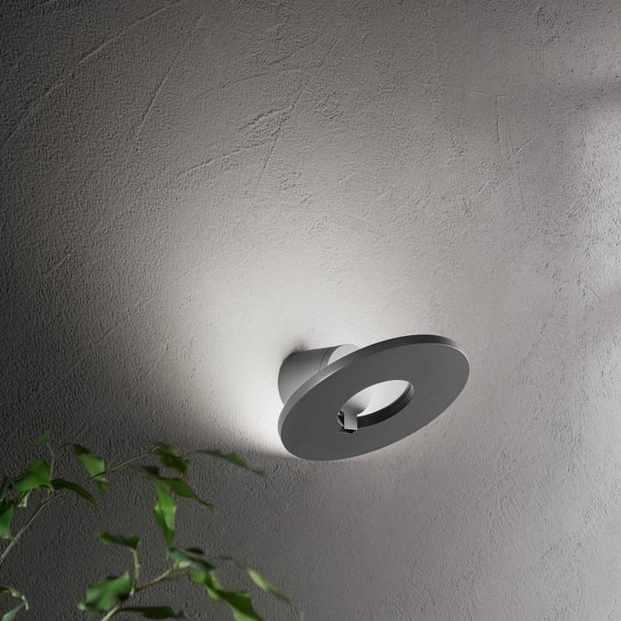 Fabas Luce LED buiten wandlamp Elite, donkergrijs, metaal, Ø 24 cm, IP54