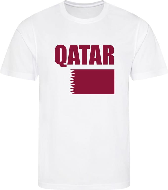 WK Qatar Kinder Voetbalshirt – Vlag Qatar – Wit – Maat 122/128 (S) – 7-8 jaar