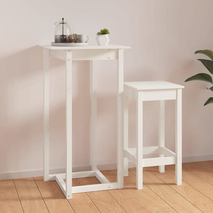 vidaXL - Bartafel - 60x60x110 - cm - massief - grenenhout - wit