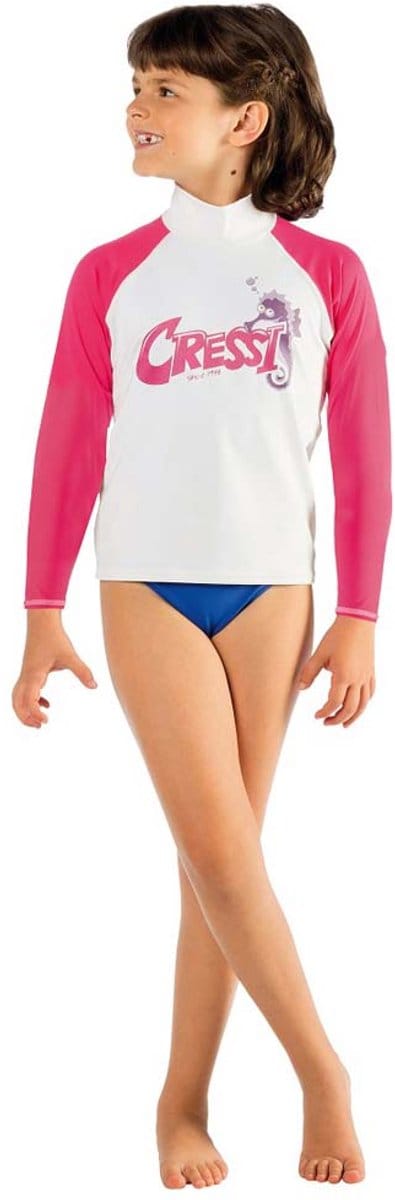 Cressi Logo Rash Guard Met Lange Mouwen Wit,Roze 8-9 Years Kinderen