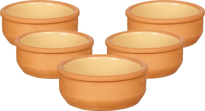 La Dehesa Tapas/creme brulee serveer schaaltjes - 18x - mini - terracotta/geel - 8 x 4 cm