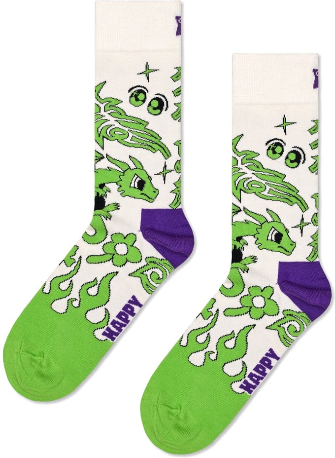 Happy Socks Hyper Dragon Sock - unisex sokken - wit - Unisex - Maat: 36 - 40