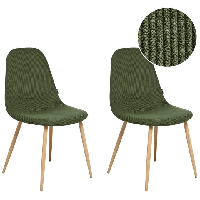 HILDEN - Eetkamerstoel set van 2 - Groen - Corduroy