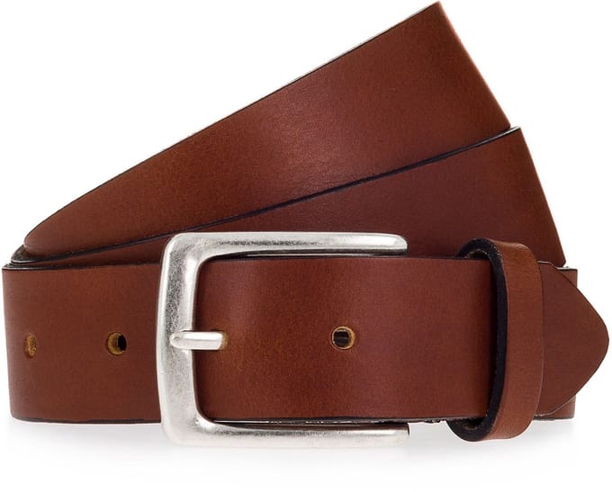 b.belt Riem Leder - Jongens - 80 cm - cognac