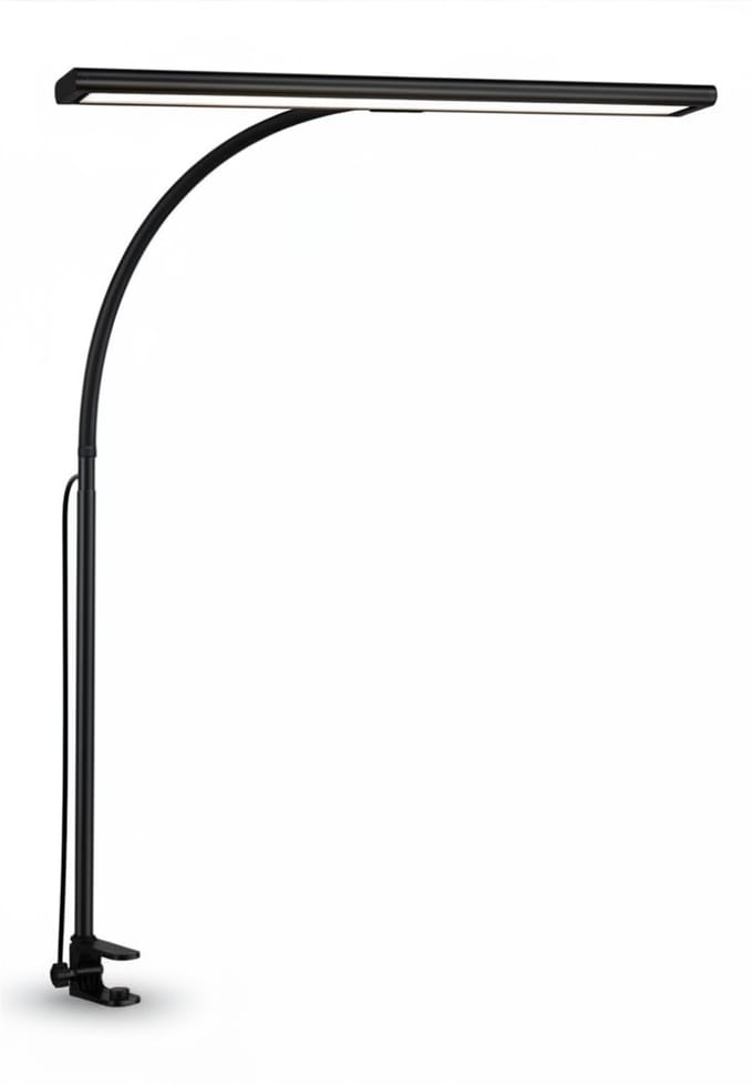 KAD® Bureaulamp LED - LED Bureaulamp met Klem - Dimbaar - Flexibele Studielamp voor Bureau & Bed - Zwart - 5cm x 40cm x 70cm