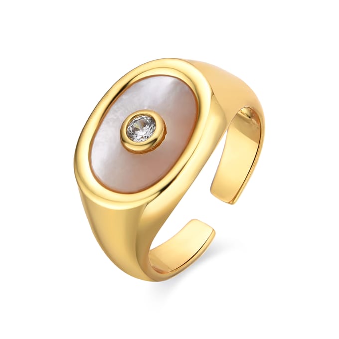 Luxenter ring met wit parelmoer 18k gouden afwerking - Staxo