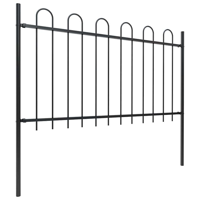 vidaXL - Tuinhek - met - ringtop - staal - 1005x100 - cm - zwart